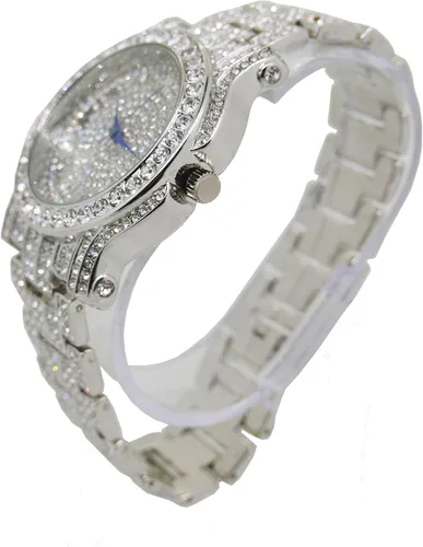 Miniatura 7 de Bling Hip Hop - Colgante de lujo cubierto con diamantes de imitación transparentes, pulsera cubana helada y juego de regalo de anillo brillante