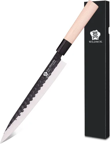 Miniatura 11 de WILDMOK GYUTO - Juego de 4 cuchillos de chef de sushi Yanagiba-Deba-Nakiri-Utilidad, cuchillos de fileteado de pescado con hoja de acero alemán