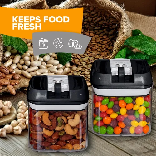 Miniatura 5 de Cheer Collection Contenedores herméticos para almacenamiento de alimentos, recipientes de almacenamiento de cocina para despensa, juego de 12 Negro