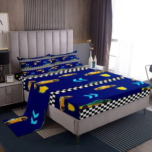 Miniatura 34 de Juego de sábanas para cama de coche de bomberos, juego de sábanas de coche de policía con bolsillo profundo, sábana bajera ajustable para decoración