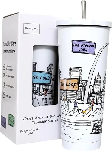 Miniatura 21 de Cities Around the World - Serie de vasos de 25 onzas – Diseñado en los Estados Unidos, vaso aislado al vacío con tapas y pajilla, taza de acero