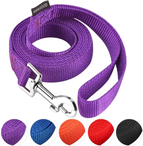 Miniatura 54 de AMAGOOD 6 pies de correas para cachorros/perros, correa de estilo tradicional resistente con gancho de cuello fácil de usar, correa para perros Negro