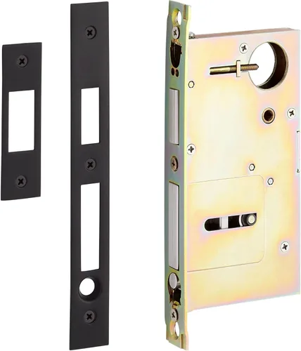 Miniatura 4 de Signature Hardware 483730 Tirador de puerta de privacidad alargado de latón con bolsillo de 8-1/2 pulgadas de alto