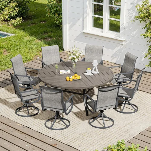 Miniatura 24 de VICLLAX Muebles pequeños de exterior de 3 piezas, 2 sillas giratorias de patio y mesa redonda pequeña para 2, sillas de carbón oscuro y negro
