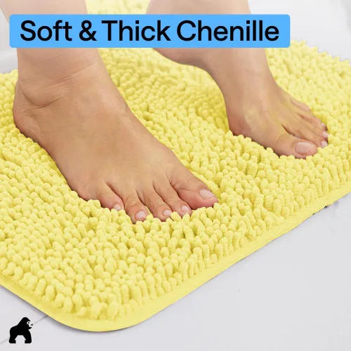 Miniatura 401 de Gorilla Grip - Tapete de baño de felpilla gruesa, suave y absorbente, secado rápido, de microfibra, con reverso de caucho, para piso de ducha, Nube