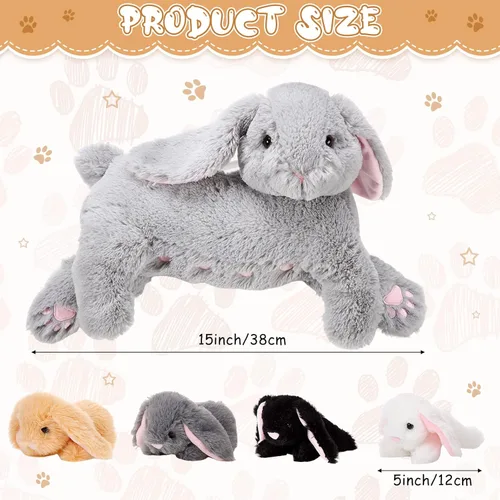 Miniatura 2 de HyDren 5 piezas de conejo de peluche con bebés, conejito de peluche de 15 pulgadas con 4 conejos en su vientre, juguetes de peluche suaves