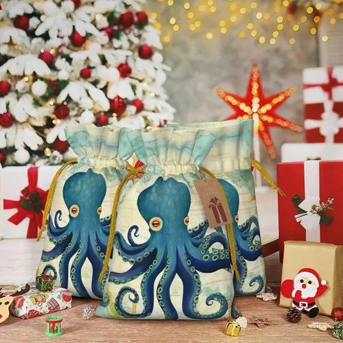 Miniatura 7 de Zelamiee Bolsas de regalo de arpillera con cordón de pulpo, perfectas para Pascua, día de San Valentín, festivales y fiestas, 8.3 x 11.8 pulgadas