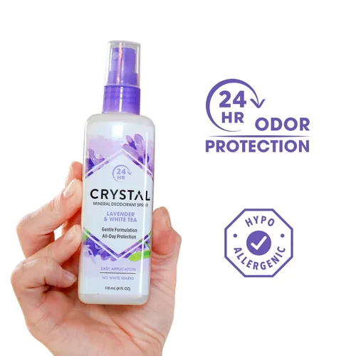 Miniatura 2 de CRYSTAL™ - Desodorante mineral en aerosol, desodorante corporal con protección contra olores las 24 horas, spray de lavanda y té blanco, no mancha