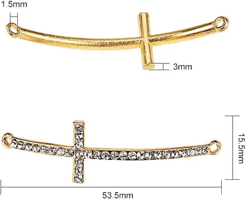Miniatura 2 de PH PandaHall 12 dijes de metal dorado con diamantes de imitación de metal dorado curvados para pascua, Eid, Mubarak, Ramadán, decoración, collar