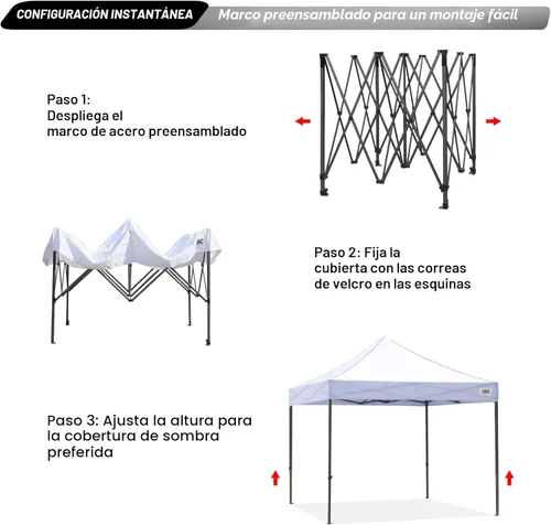 Miniatura 2 de Abccanopy - Carpa de toldo para tienda de campaña comercial instantánea con bolsa de transporte con ruedas, 4 bolsas de arena, Blanco