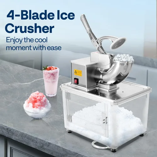 Miniatura 2 de VIVOHOME Trituradora de hielo comercial con cuatro cuchillas, máquina eléctrica para hacer cono de nieve, máquina de hielo afeitado de 350 W