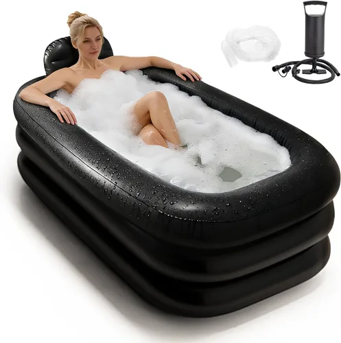 Bañera portátil para adultos – Baño de hielo y bañera de hidromasaje para la recuperación de atletas, spa en casa – Bañera inflable grande de 62.2 x