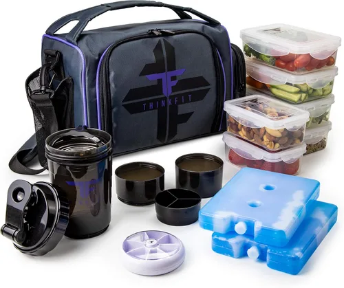 Miniatura 11 de ThinkFit Bolsa de almuerzo transparente con 6 recipientes para preparación de comidas - Sin BPA, reutilizable, apta para microondas + congelador