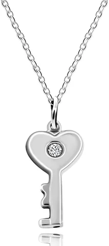 Miniatura 4 de Uloveido Juego de collar con colgante de llave de acero de titanio y pulsera cuadrada para parejas, regalos de valetines, Metal, circonita cúbica
