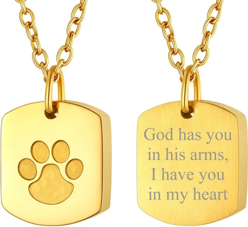 Miniatura 141 de FindChic Collares personalizados con urna para cenizas, barra vertical, gato, luna, reloj de arena, garra de perro, acero inoxidable, chapado en oro