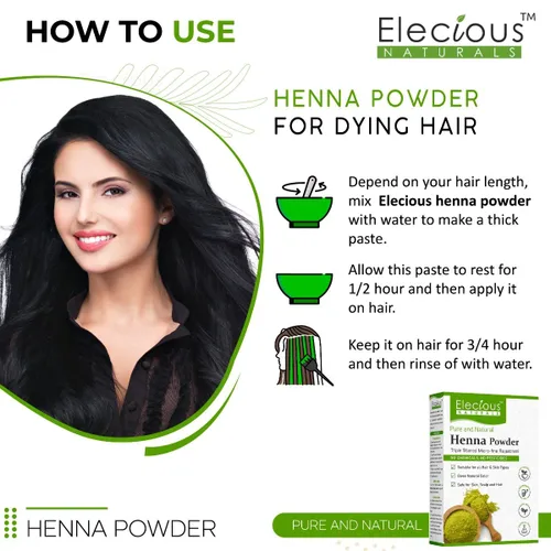 Miniatura 5 de Elecious Polvo de henna natural para el color del cabello y el crecimiento, sin silicona, sin amoníaco, sin sulfatos, sin color sintético, sin