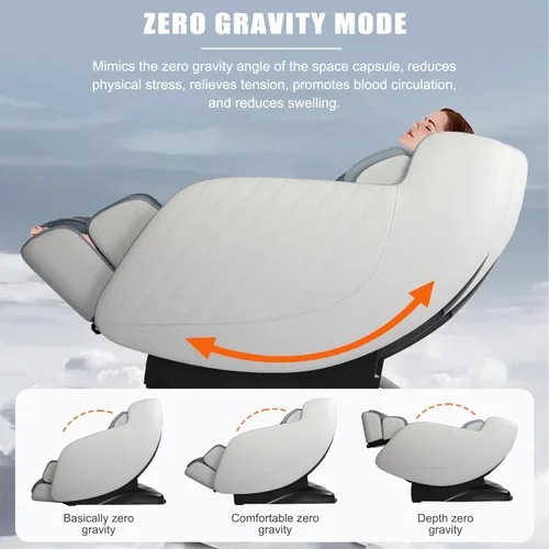 Miniatura 7 de PayLessHere Sillón de masaje de cuerpo completo, gravedad cero SL-Track reclinable elástico con altavoz Bluetooth 3D con terapia de calor integrado