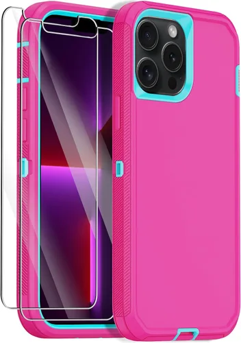 Miniatura 10 de Funda para iPhone 13 Pro Max con 2 protectores de pantalla, protección contra caídas a prueba de golpes, cuerpo completo, resistente, 3 capas, Negro