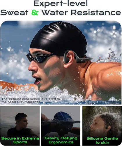 Miniatura 7 de DEMICEA Auriculares deportivos de oído abierto, auriculares inalámbricos de conducción ósea de silicona suave, graves potentes, duración de 10