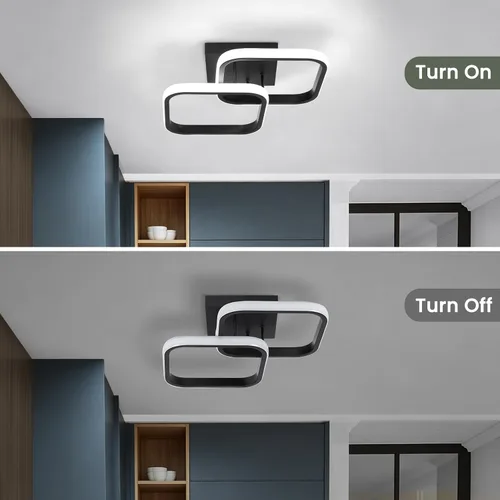Miniatura 4 de CANEOE Lámpara LED de techo de pasillo de 15.75 pulgadas, lámpara de techo LED moderna cuadrada de 6000 K, lámpara de techo negra de 25 W para Negro