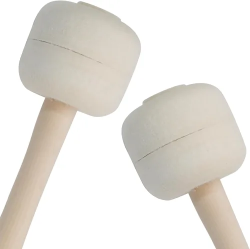 Miniatura 2 de Luomorgo 1 par de mazos de bombo de marcha, palitos de percusión de tambor de fieltro de lana con mango de madera, palos de percusión de timbales