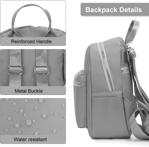 Miniatura 6 de Etercycle Mini mochila monedero para mujer, mochila pequeña, bolsa de hombro para viajes, Gris, Moda