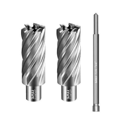 SALI 2 piezas de cortador anular de diámetro de 1-1/8 pulgadas con vástago Weldon 3/4 pulgadas (con 2 planos) profundidad de corte 2 pulgadas broca