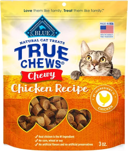 Miniatura 11 de Blue Buffalo True Chews - Golosinas masticables naturales para gatos, hechas en los Estados Unidos, receta de pato, bolsa resellable de 3 onzas