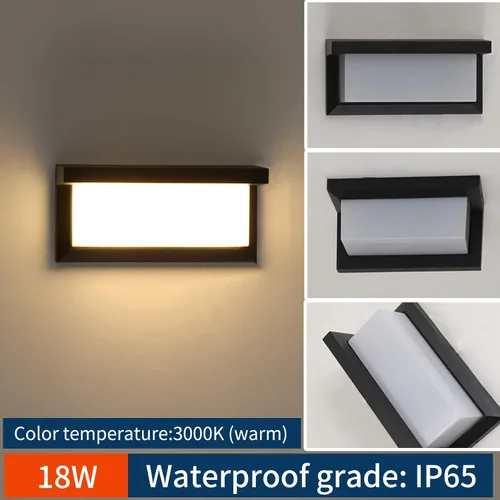 Miniatura 6 de Lámpara de pared para porche al aire libre, apliques de pared LED modernos de 18 W, 3000 K, lámpara de pared de aluminio, accesorios adecuados