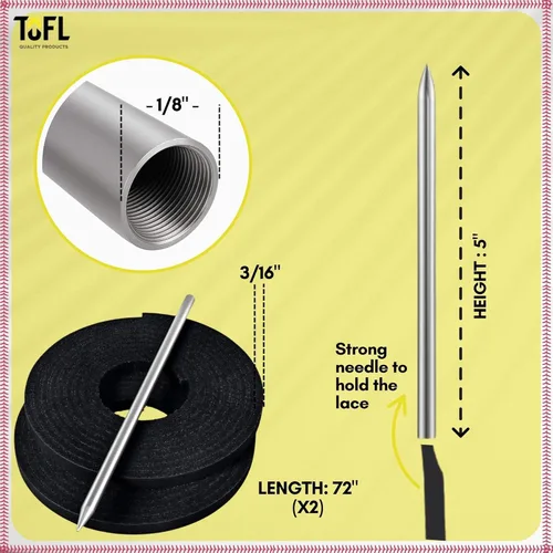 Miniatura 4 de TOFL Kit de encaje para guantes de sóftbol y béisbol Kit de reparación de cordones de guante de encaje 2 cordones de cuero con aguja de cordones