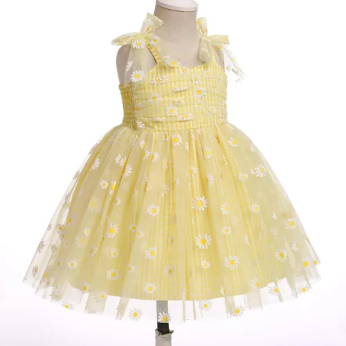 Miniatura 3 de ODASDO Vestido de fiesta de cumpleaños para niñas pequeñas, con lazo, tirantes delgados, tutú de tul, vestido de princesa, concurso de fiesta