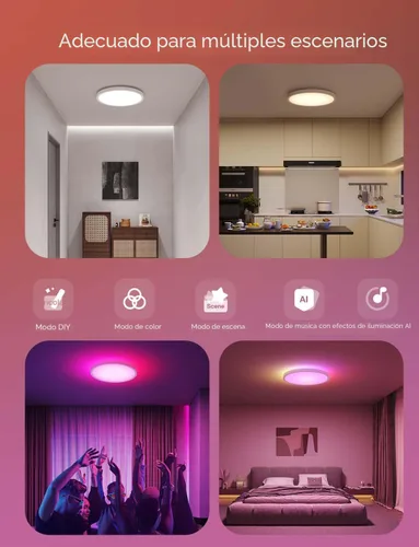 Miniatura 7 de Govee Luz de Techo Inteligente, Lámpara de Techo LED RGBIC, Lámpara de Montaje Empotrado de 2400LM, Colores DIY, Funciona con Alexa, Luces de Blanco