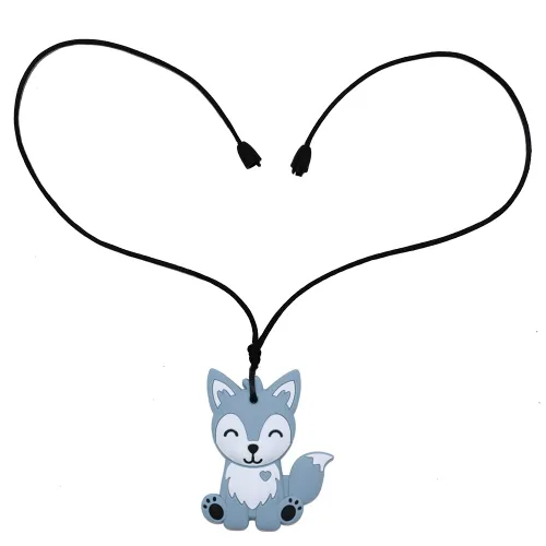 Miniatura 2 de Collares sensoriales masticables para niños, niños y niñas, paquete de 2 juguetes masticables de silicona de zorro para autismo, TDAH, SPD, juguete