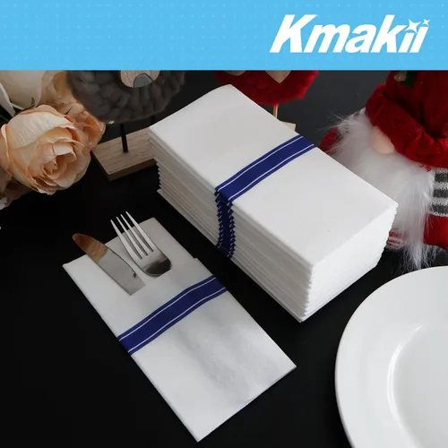 Miniatura 7 de KMAKII Servilletas desechables de papel con bolsillo integrado para cubiertos desechables para fiestas, bodas, eventos, tacto de lino, 16 x 16