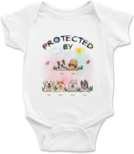 Miniatura 10 de Gossby Enterizo personalizado para bebé niña niño – Regalo personalizado ropa de bebé con diseño de perro – 0-24 meses – 4