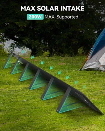 Miniatura 5 de 12 paneles solares portátiles plegables, cargador de panel solar plegable de 200 W con soporte ajustable, kit de panel solar impermeable IP65