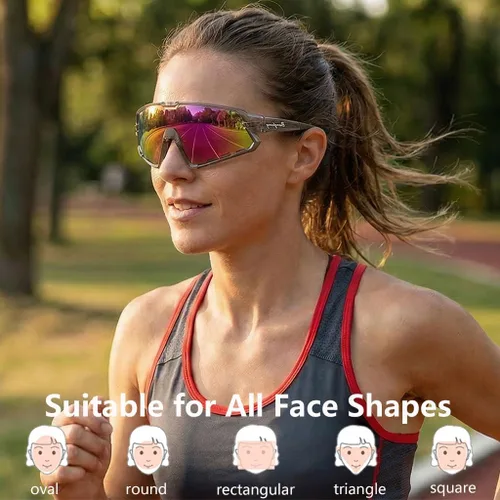 Miniatura 2 de BangLong Gafas de sol deportivas para ciclismo, protección UV400, para pesca, conducción, correr, béisbol, para hombres y mujeres Transparente y rosa