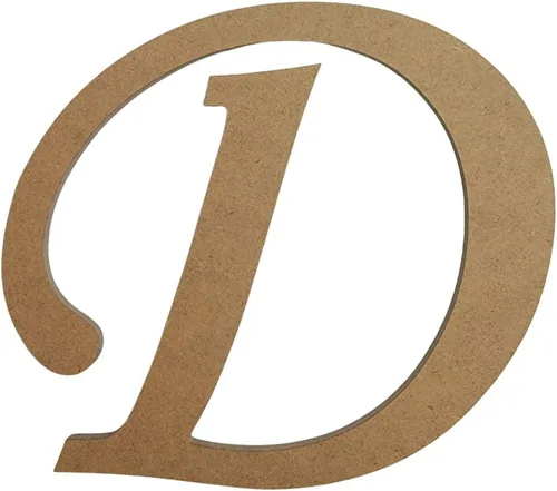 Letra de madera de 15,2 cm de la fuente monotipo D sin acabar, diseño de monograma de letra de fantasía en blanco, recortada en MDF de 2,5 cm