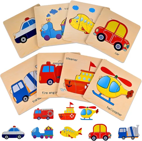 Miniatura 8 de Faburo 8 piezas de rompecabezas de madera para niños pequeños de 1, 2, 3 y 4 años, rompecabezas para niños de 1, 2, 3 y 4 años, juguetes educativos