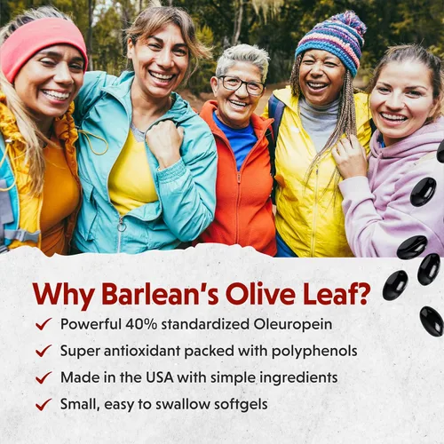 Miniatura 3 de Barlean's Suplemento de apoyo inmunológico de cápsulas blandas de complejo de hoja de olivo con 90 mg de antioxidantes de oleuropeína, pastillas