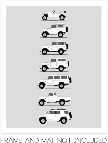 Miniatura 2 de Idea Network Póster hecho a mano compatible con Toyota FJ Cruiser, arte de pared impreso hecho a mano, decoración de los BJ, FJ25, FJ40, FJ43, FJ45