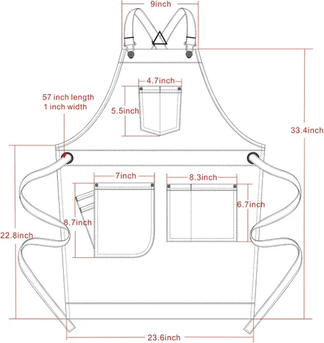 Miniatura 4 de Jeanerlor - Delantales de trabajo de mezclilla con bolsillos para mujeres y hombres, correas cruzadas y ajustables de S a XXXL, Negro