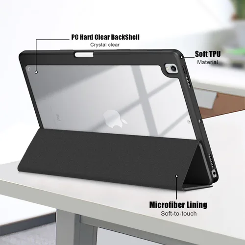 Miniatura 4 de Para Apple iPad de 9ª/8ª/7ª generación de 10.2 pulgadas (2021/2020/2019), cubierta trasera transparente de TPU a prueba de golpes
