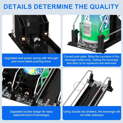 Miniatura 4 de 2024 Organizador de Bebidas para Nevera, Dispensador de Latas de Soda Mejorado para Refrigerador, Organizador Automático de Latas con Empujador