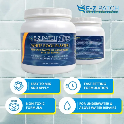 Miniatura 2 de E-Z Patch 1 Kit de reparación de yeso blanco para piscina, 3 libras (cobertura: 1.5 pies cuadrados)