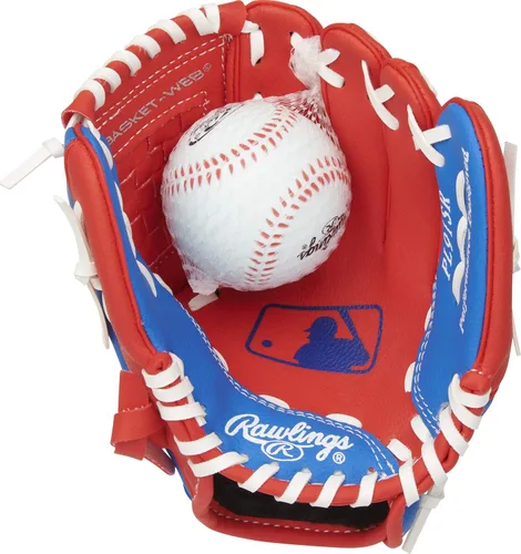 Miniatura 10 de Rawlings Serie Players T-Ball y guante de béisbol para jóvenes Tamaños 9 a 11.5 pulgadas Múltiples estilos