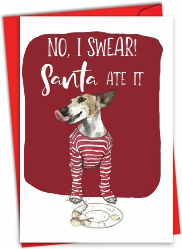 Miniatura 9 de NobleWorks - Tarjeta de felicitación navideña con sobre de 5 x 7 pulgadas, divertida nota de papel con perro (1 tarjeta) - Travesuras de perros