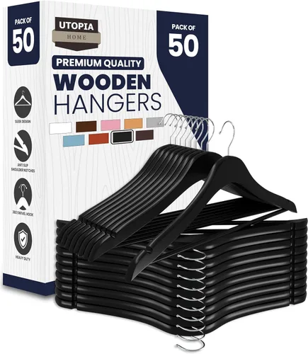 Miniatura 21 de Utopia Home Perchas de madera de alta calidad, paquete de 20 – Percha de madera resistente y duradera – Percha de madera con gancho giratorio de 360
