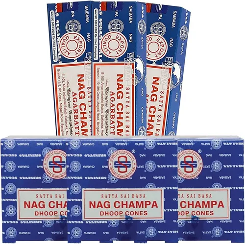 Miniatura 5 de Nag Champa - Varillas de incienso y cono de incienso Nagchampa, paquete variado de varillas de incienso Insence Insense Insiensos