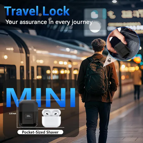 Miniatura 7 de Afeitadoras eléctricas para hombres: Mini maquinilla de afeitar eléctrica con 3 cuchillas flotantes, pantalla LED, doble velocidad - Afeitadora